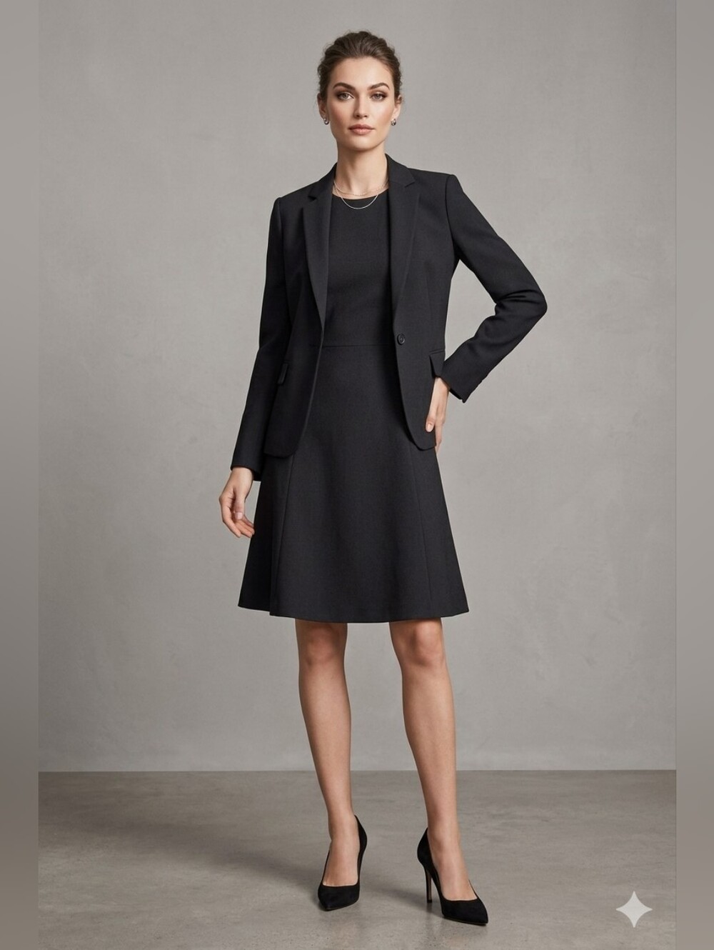 Theory Dark Gray Fit & Flare Sheath Dress Wool Blend